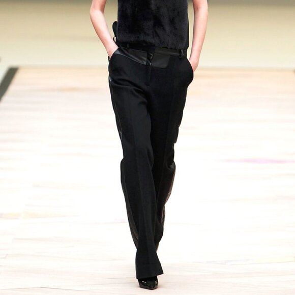 Celine AW/11 Runway Wool and Leather Black Pants